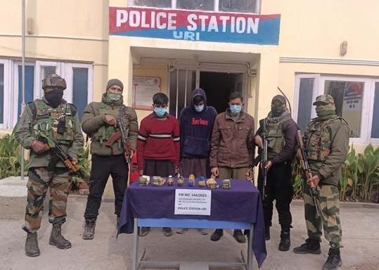 Police along with security forces arrested 3 terrorist associates: Arms & ammunition