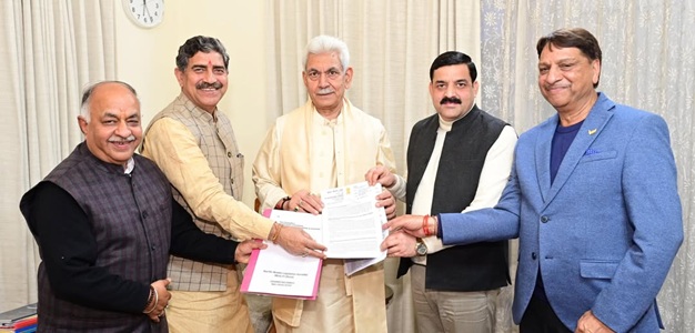 A delegation of elected public representatives from Reasi & Jugal Kishore Sharma, MP call on LG Manoj Sinha