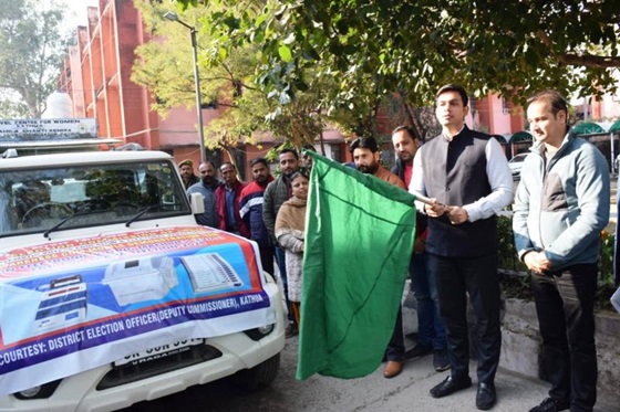 DEO Kathua flags off Electronic Voting Machine (EVM) Demonstration Van to educate voters 