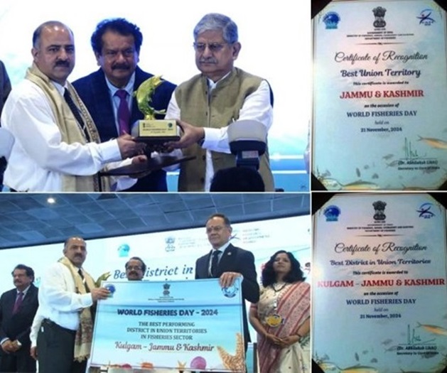 Under Shailendra, Fisheries Department J&K bags two National UT Awards for promoting sustainable fisheries 