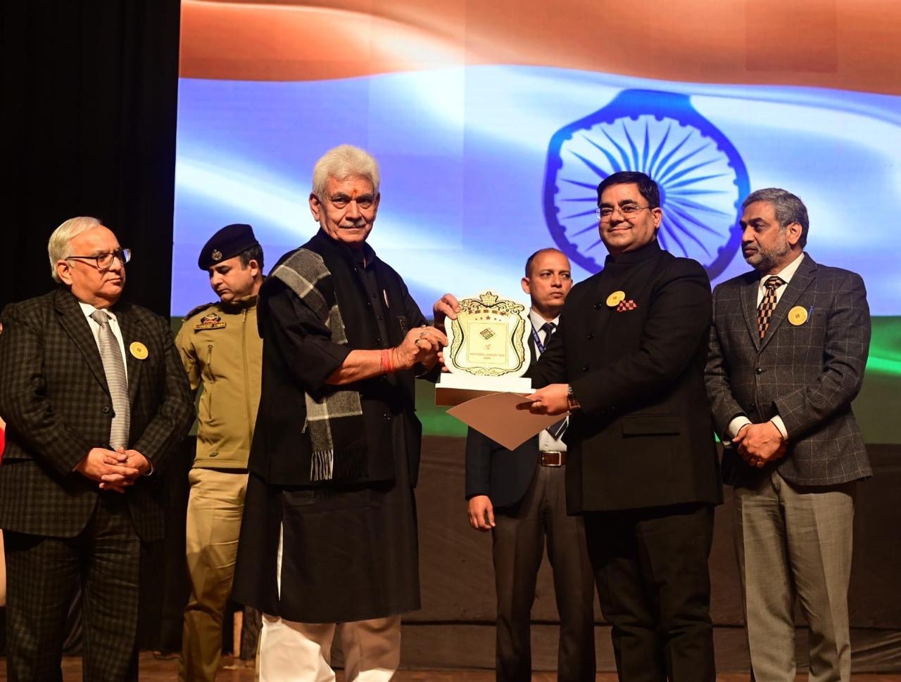 Rajesh Shavan , Minga Sherpa , Sachin Kumar receive Award from LG J&K