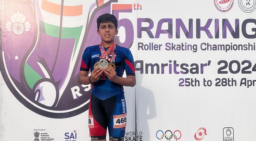Jammu's Puneesh clinches 2 Gold medals and one Silver at National Open Ranking Speed Skating Championship 